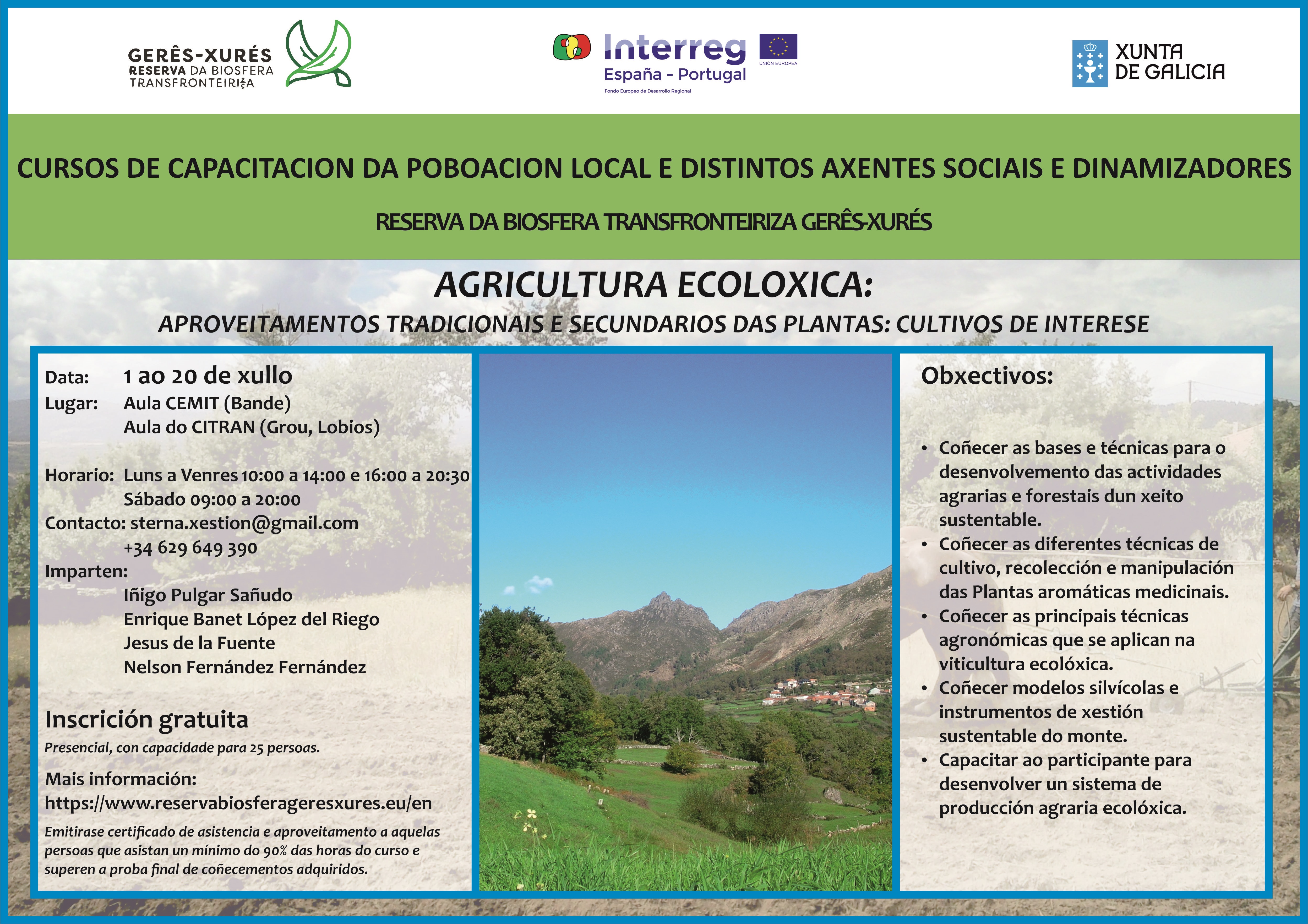 Organización de cursos de capacitación da poboación local e distintos axentes sociais dinamizadores no ámbito da RBTGX. 2019