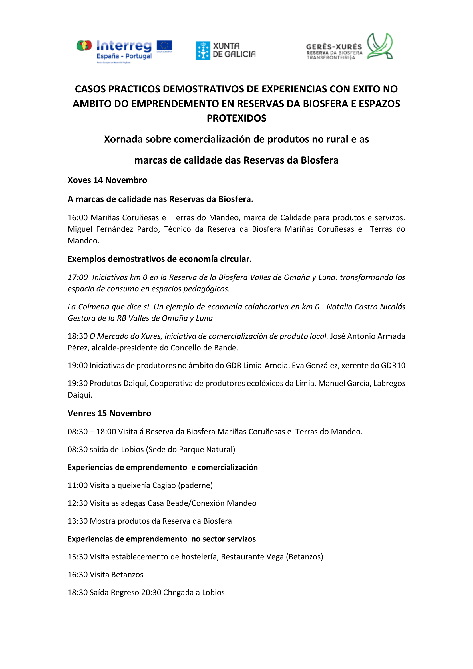 Xornada formativa sobre a comercialización de produtos no rural e as marcas de calidade das Reservas da Biosfera